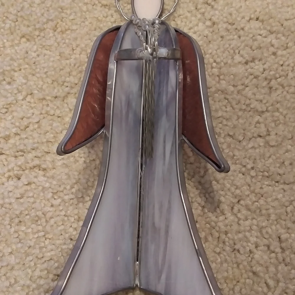 Stain glass Angel & Manger Scene
